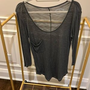 Scoop Neck Grey Jersey Material Top